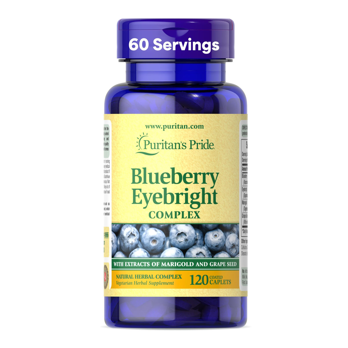 Puritan's Pride Blueberry Eyebright Complex 120 Tablets front view