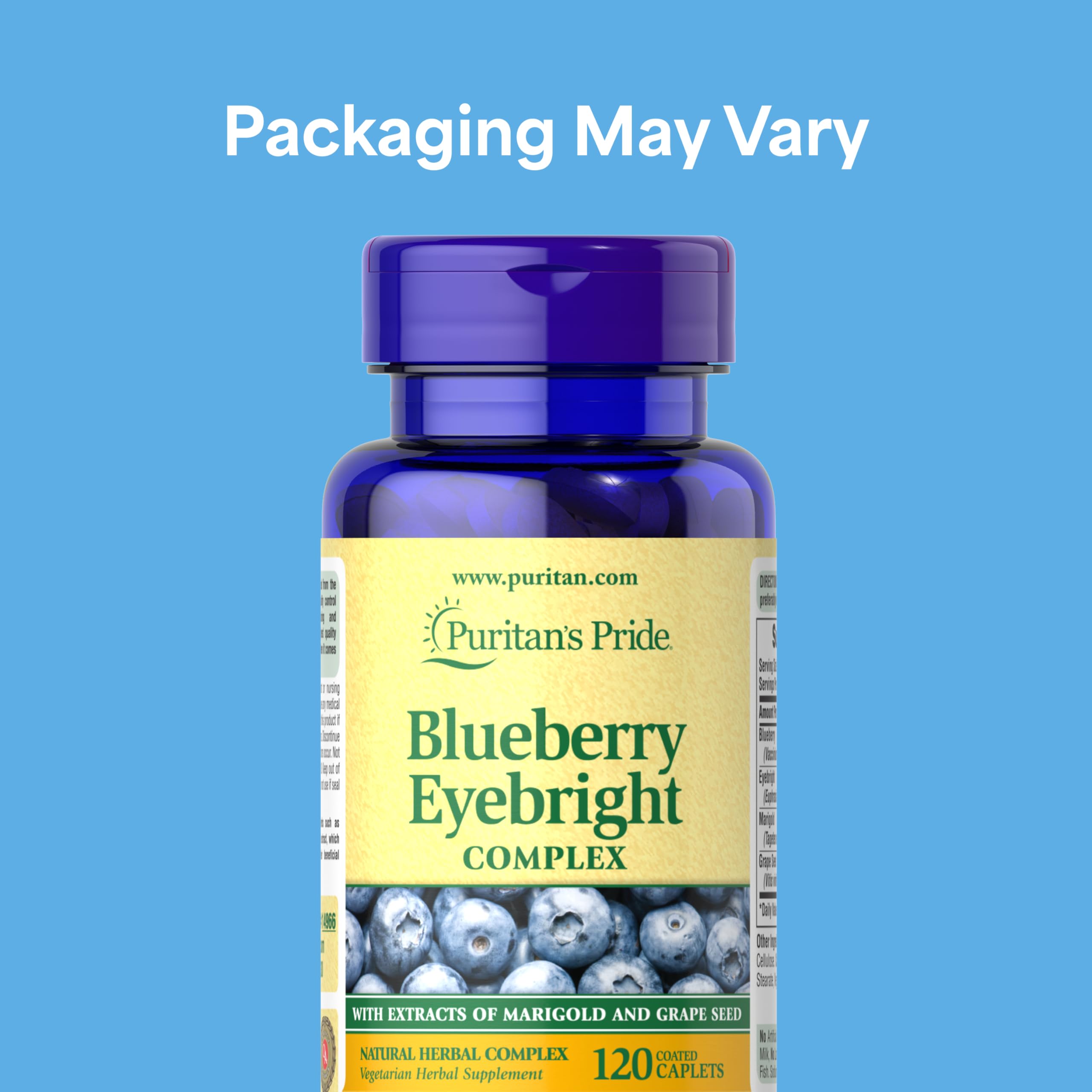 Puritan's Pride Blueberry Eyebright Complex 120 Tablets packaging