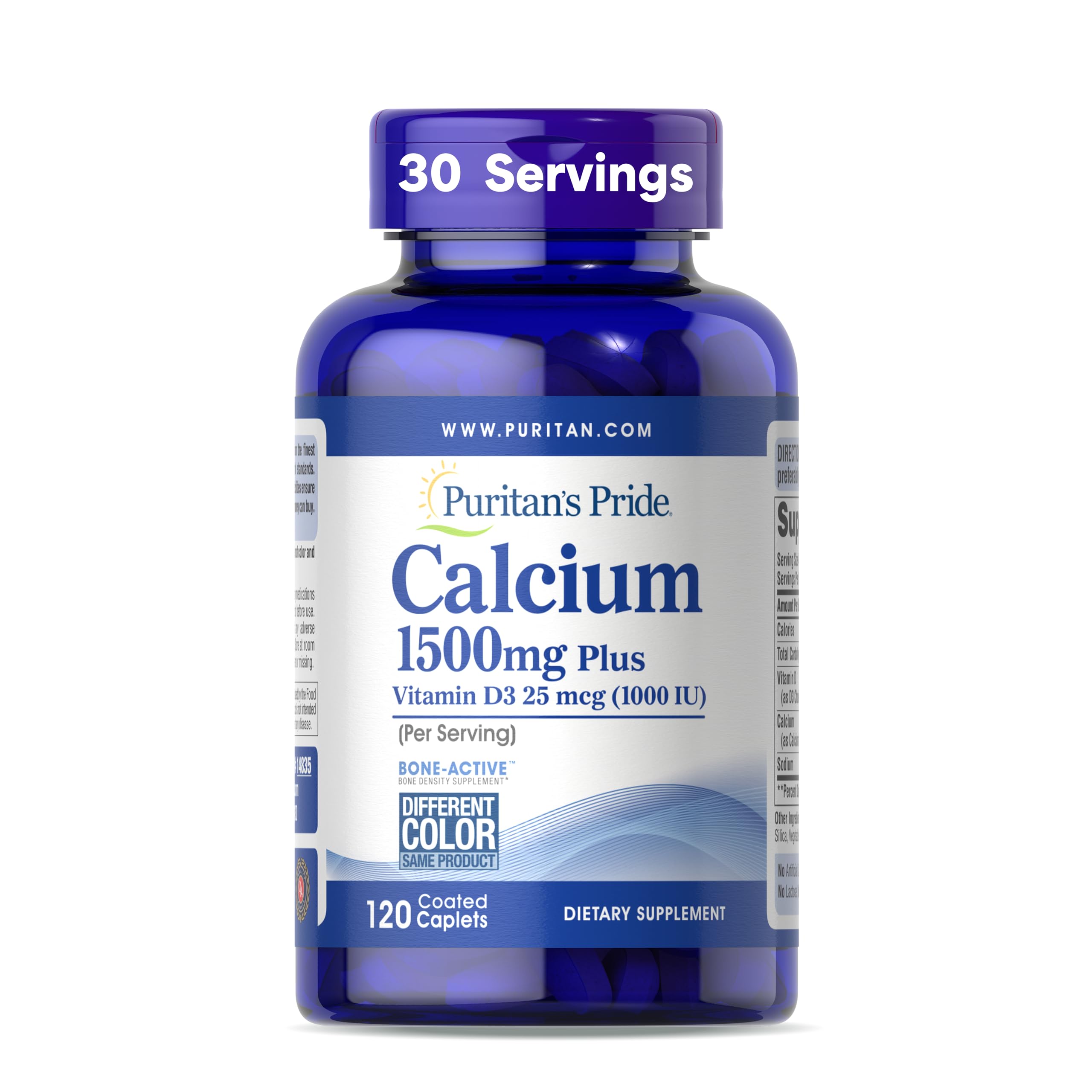 Puritan's Pride Calcium with Vitamin D3 1500mg front view
