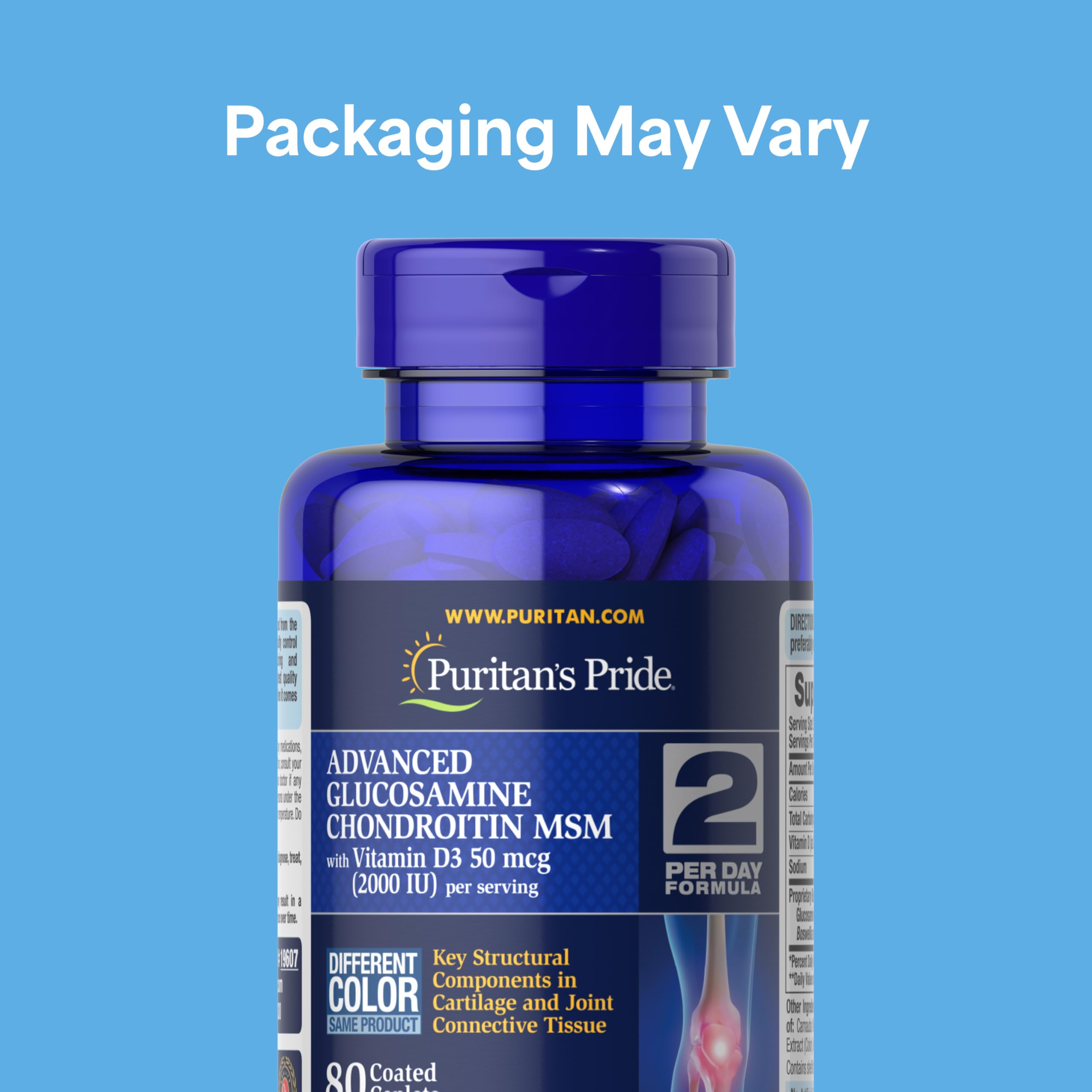 Puritan's Pride Chondroitin 80 caplets side view
