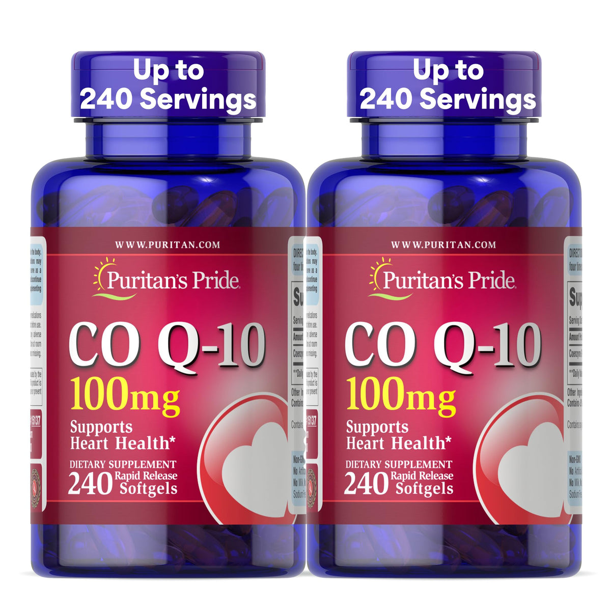 Puritan's Pride Co Q-10 100mg softgels front view