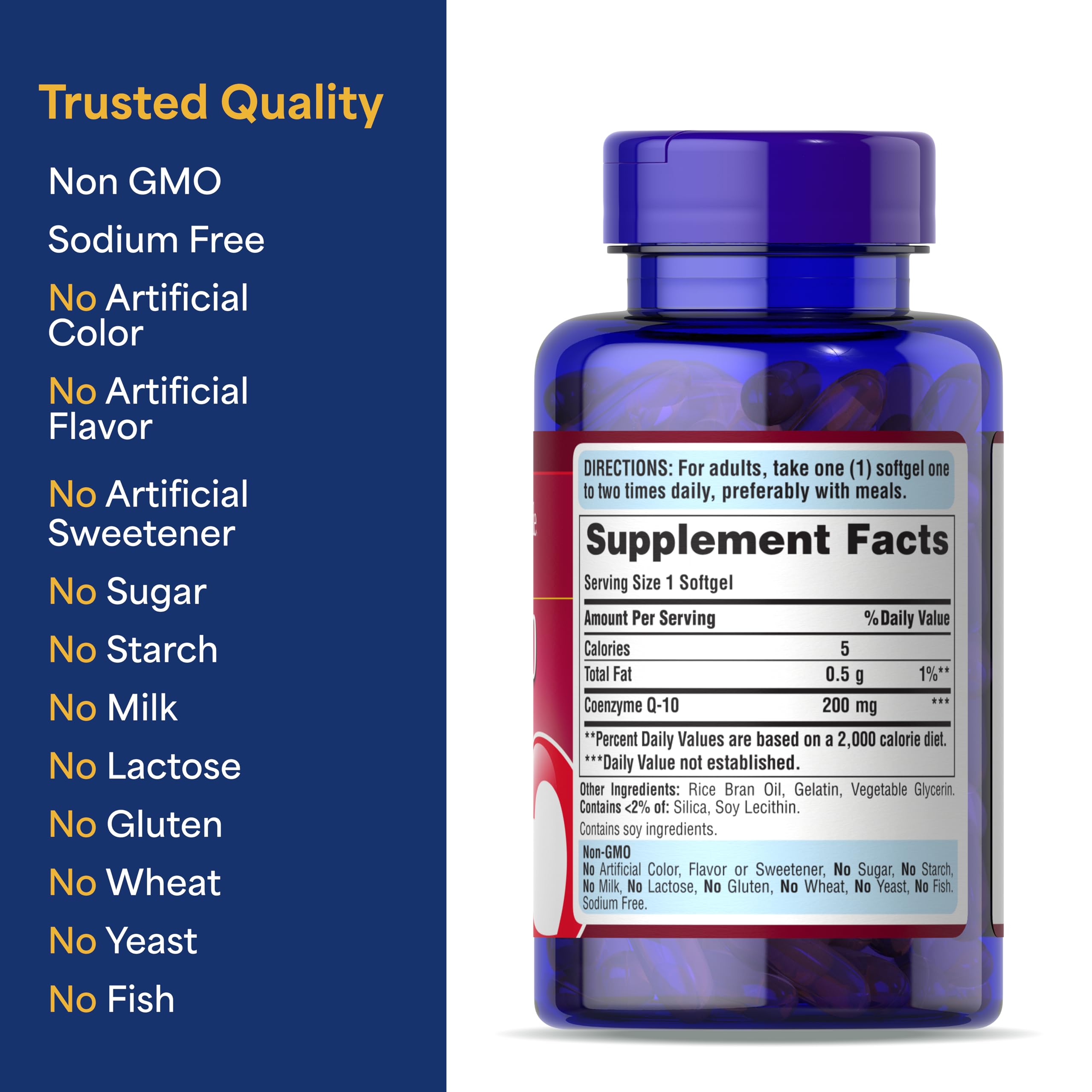 Puritan's Pride Co Q-10 200mg Softgels nutritional facts