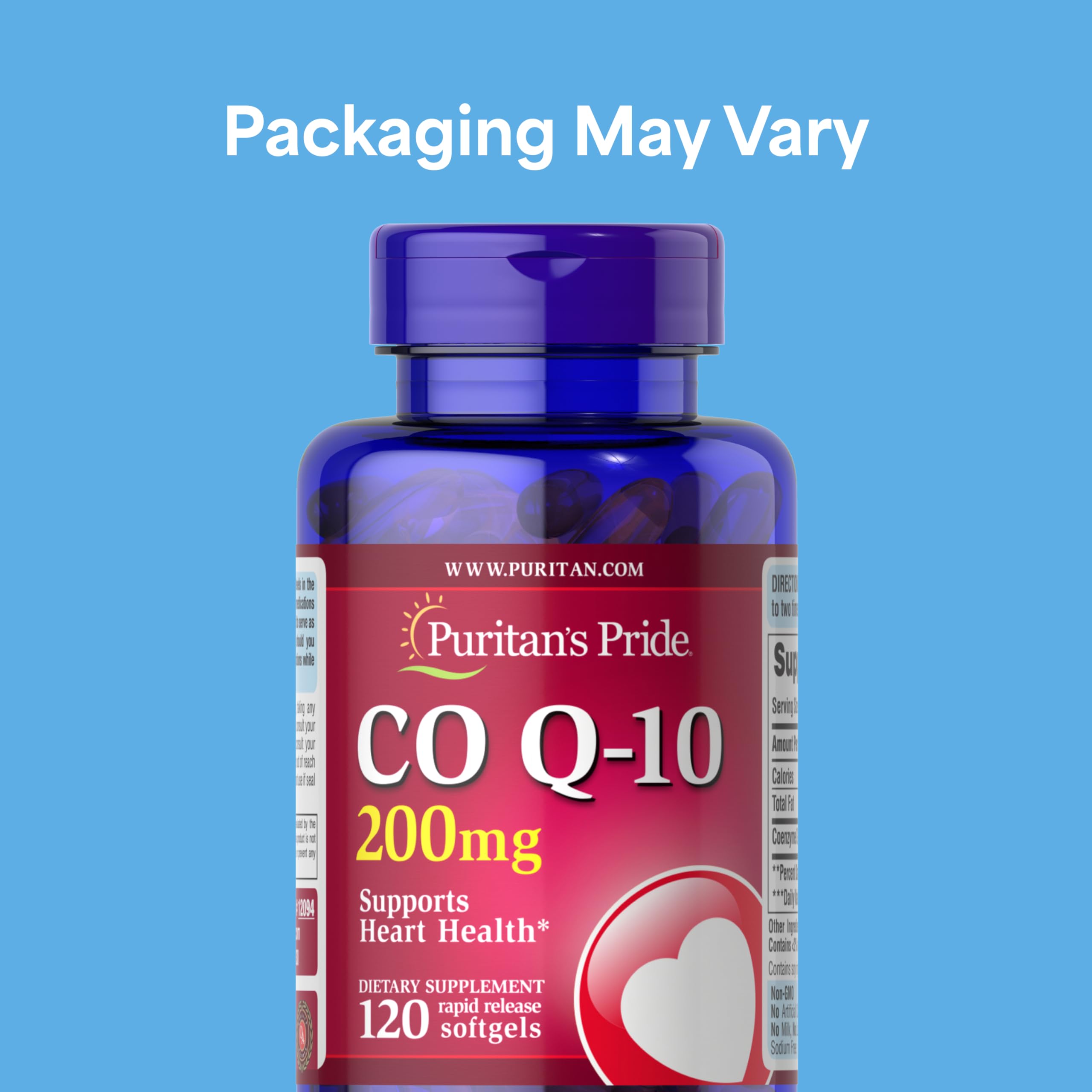 Puritan's Pride Co Q-10 200mg Softgels side view