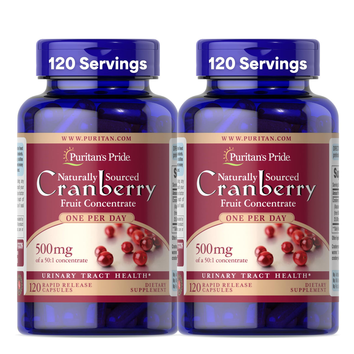 Puritan's Pride Cranberry Concentrate 500mg front view