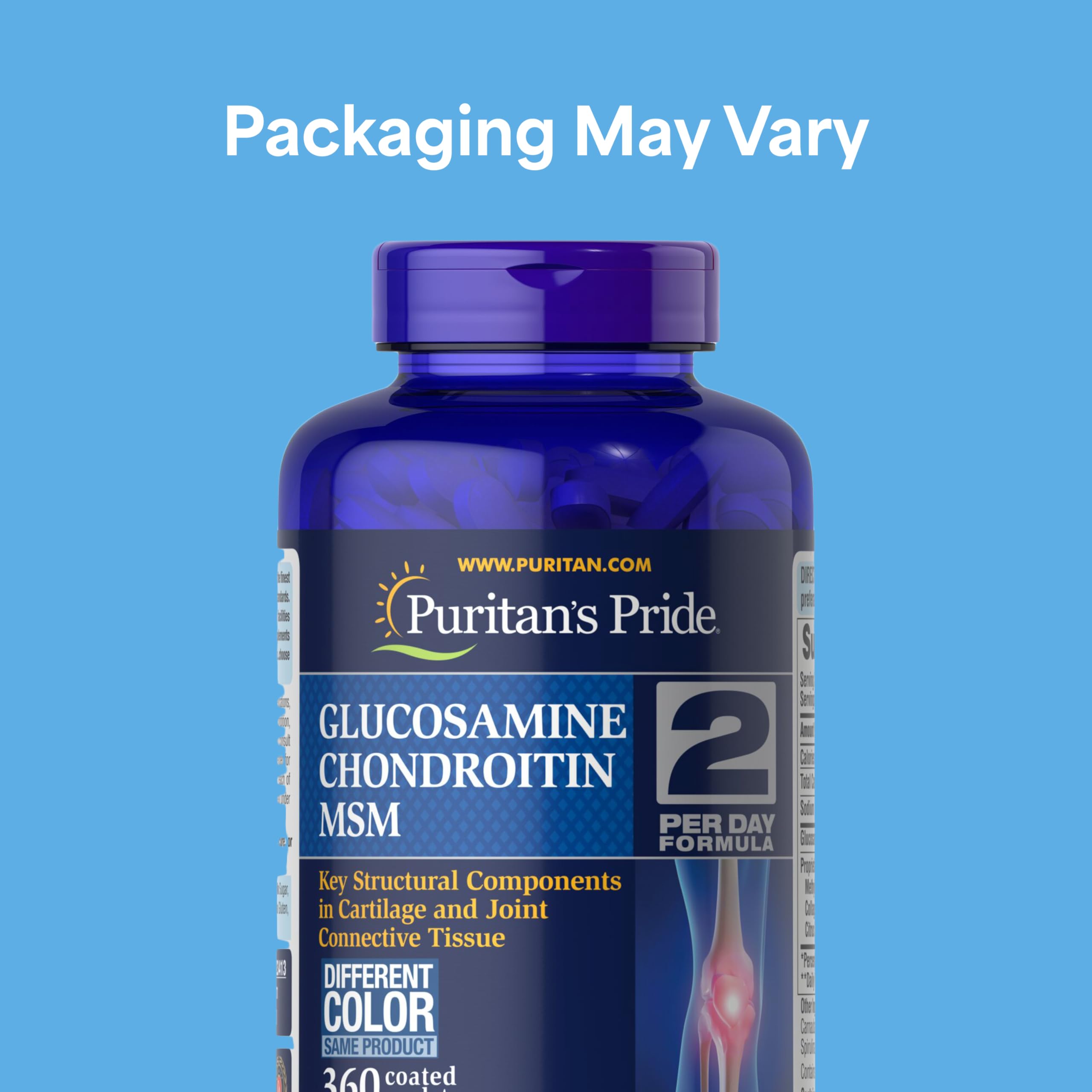 Puritan's Pride Glucosamine Chondroitin MSM 1500mg bottle side view
