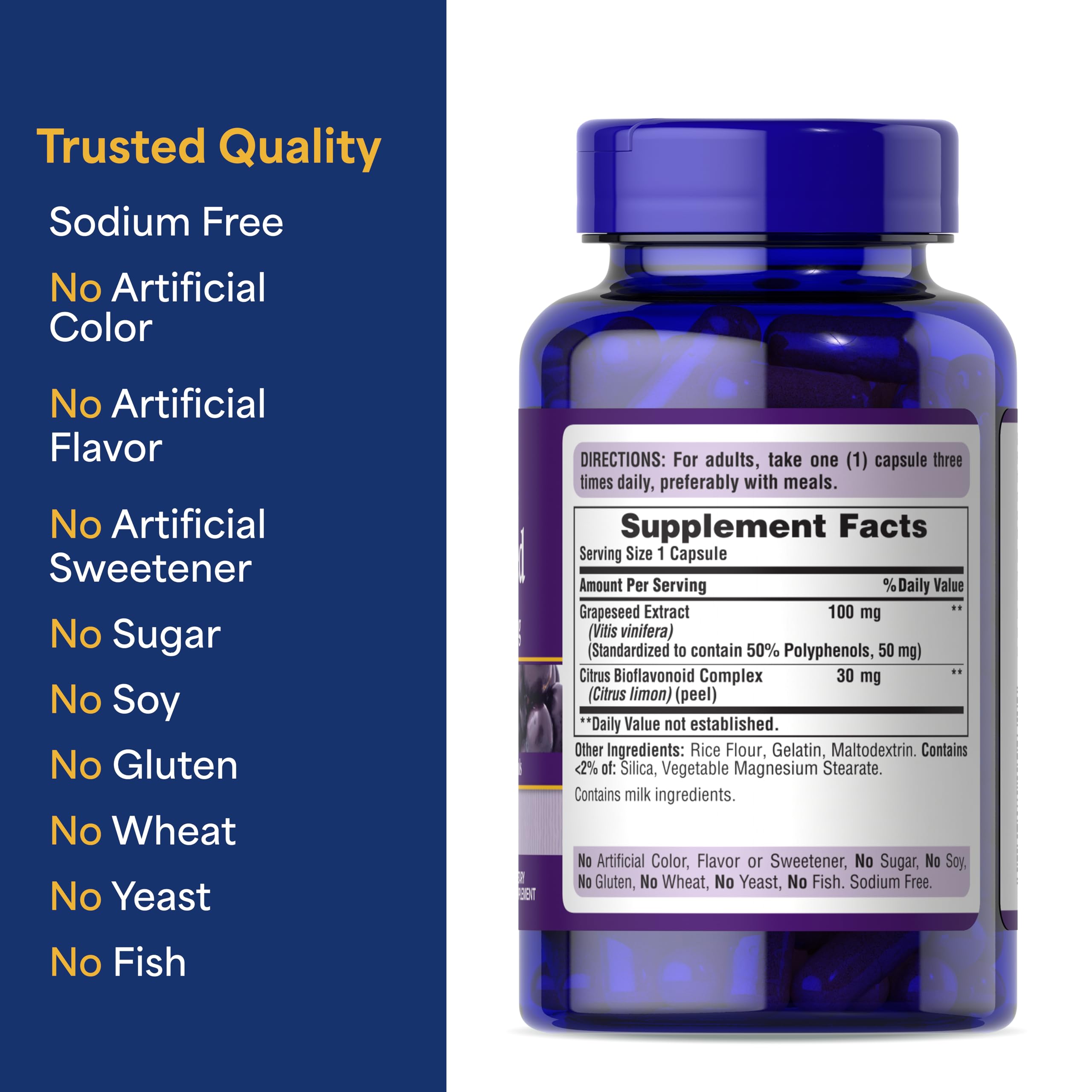 Puritan's Pride Grape Seed Extract supplement facts
