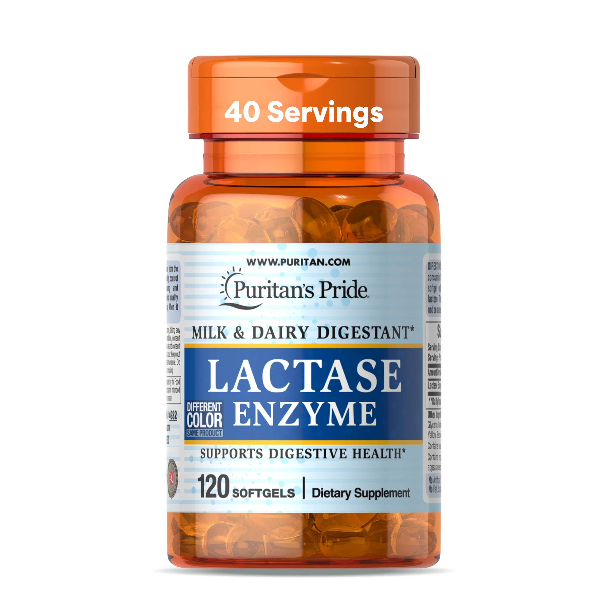 Puritan's Pride Lactase Enzyme Formula 375mg front view