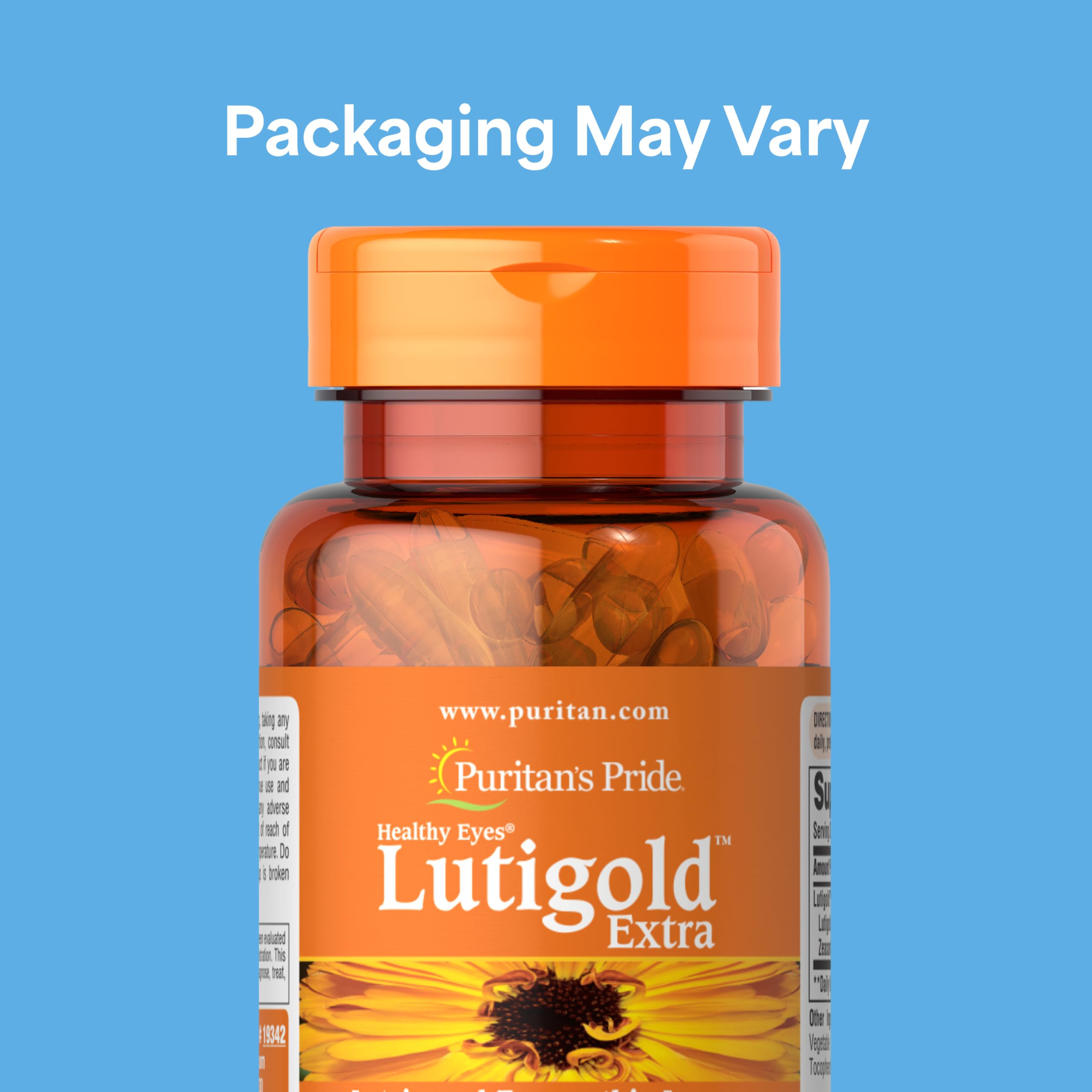 Puritan's Pride Lutein Extra 60 softgels side view