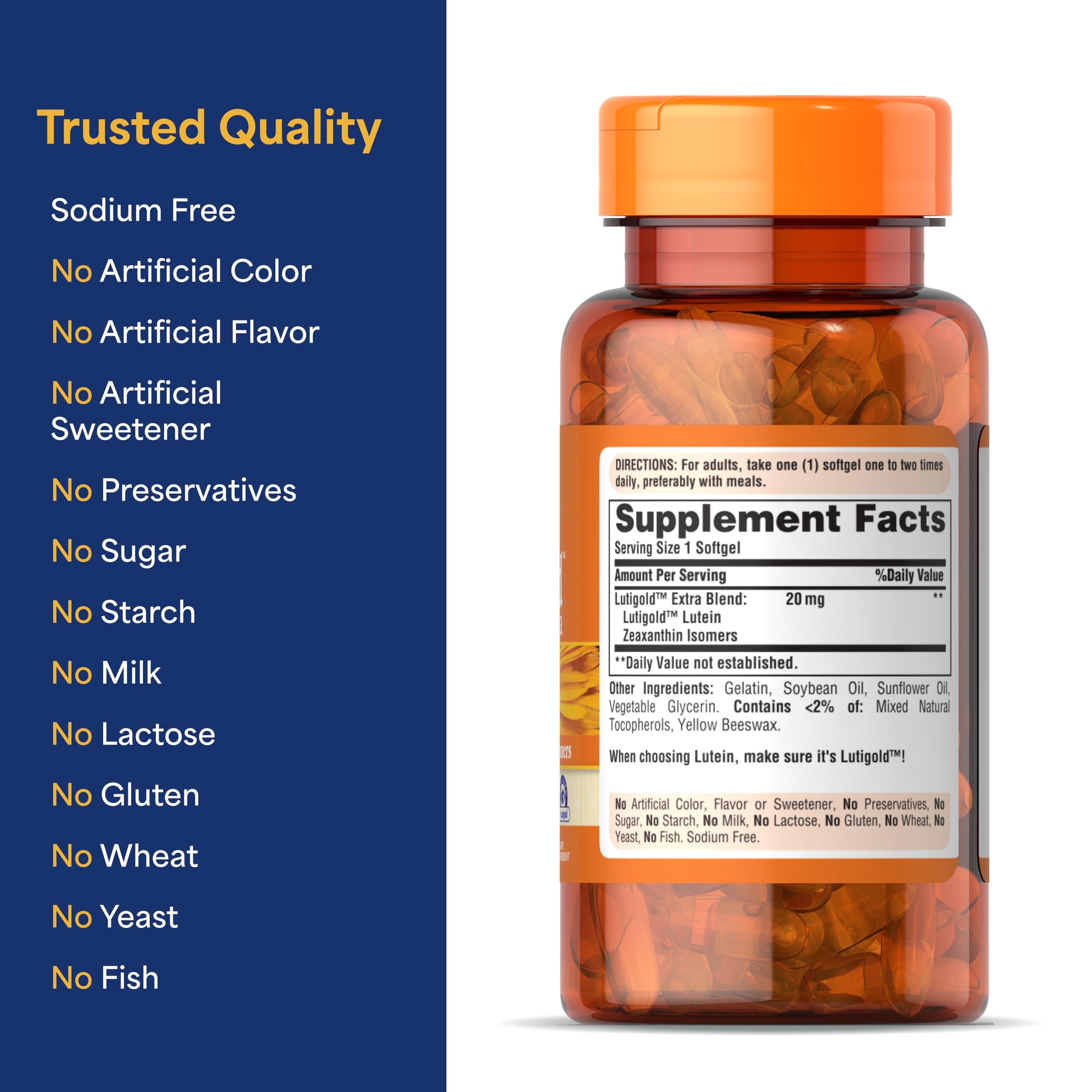 Puritan's Pride Lutein Extra 60 softgels with measuring spoon