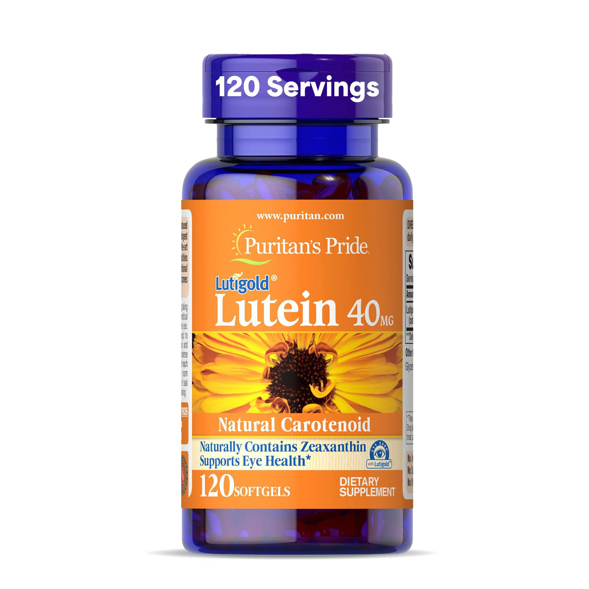 Puritan's Pride Lutein with Zeaxanthin 120 softgels front view