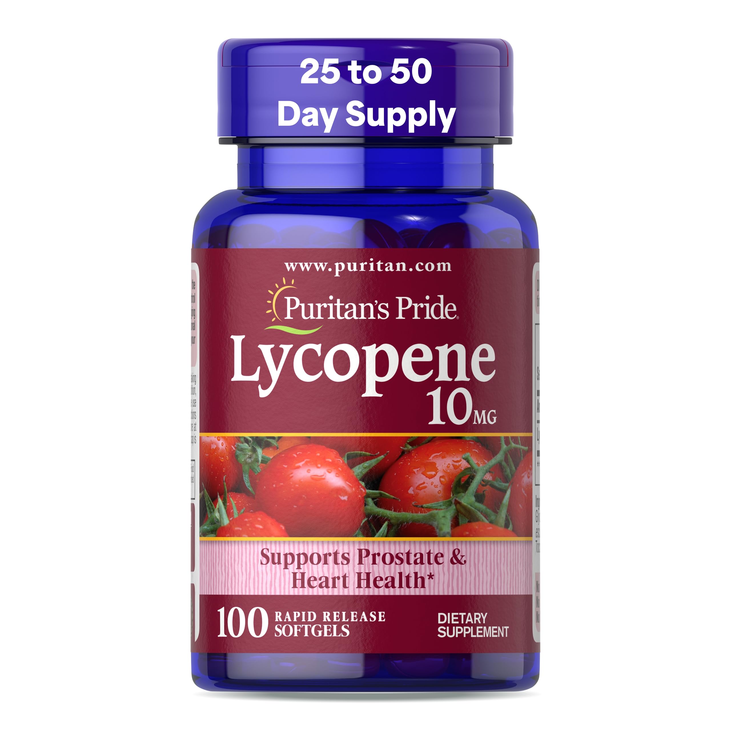 Puritan's Pride Lycopene 10mg 100 softgels front view