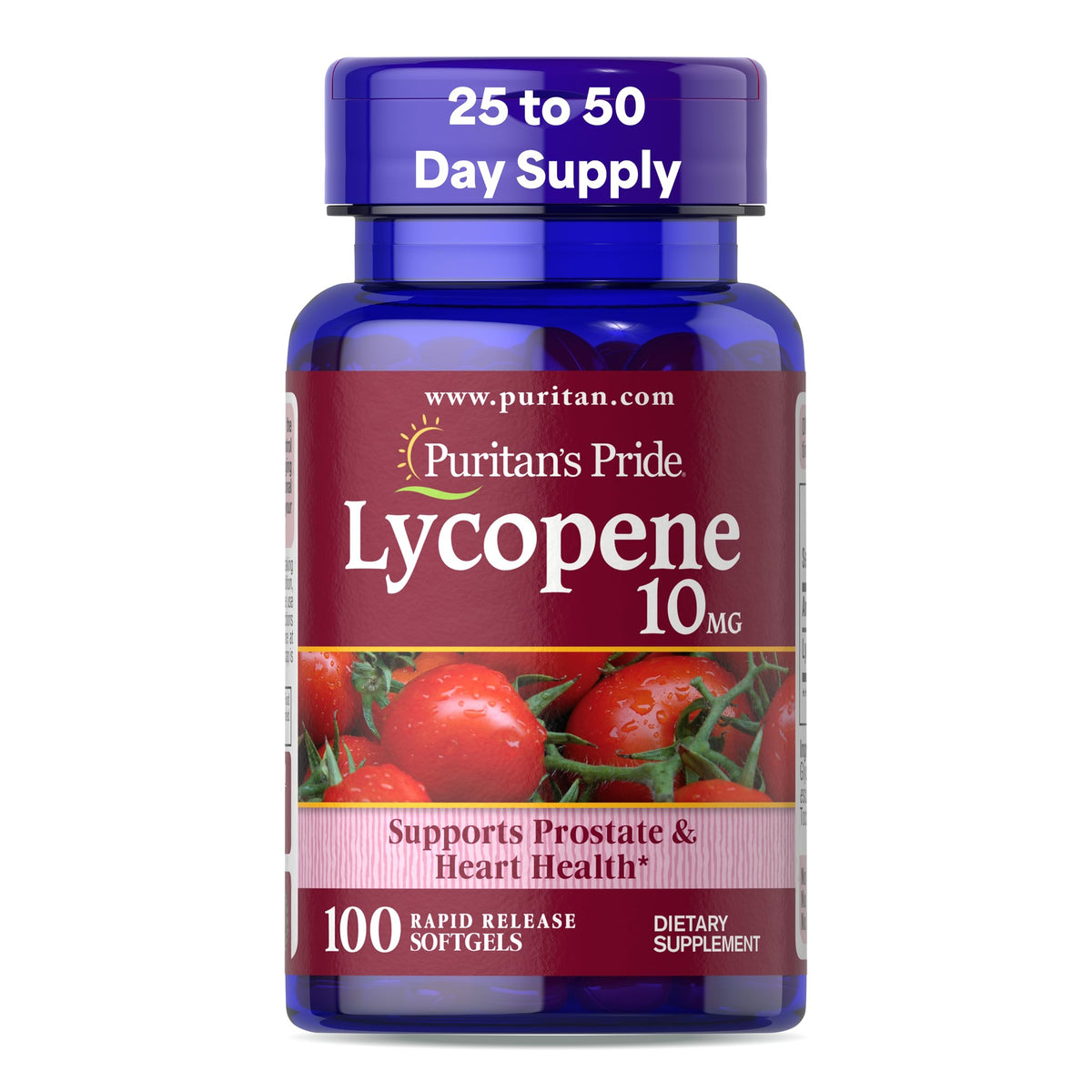 Puritan's Pride Lycopene 10mg 100 softgels front view