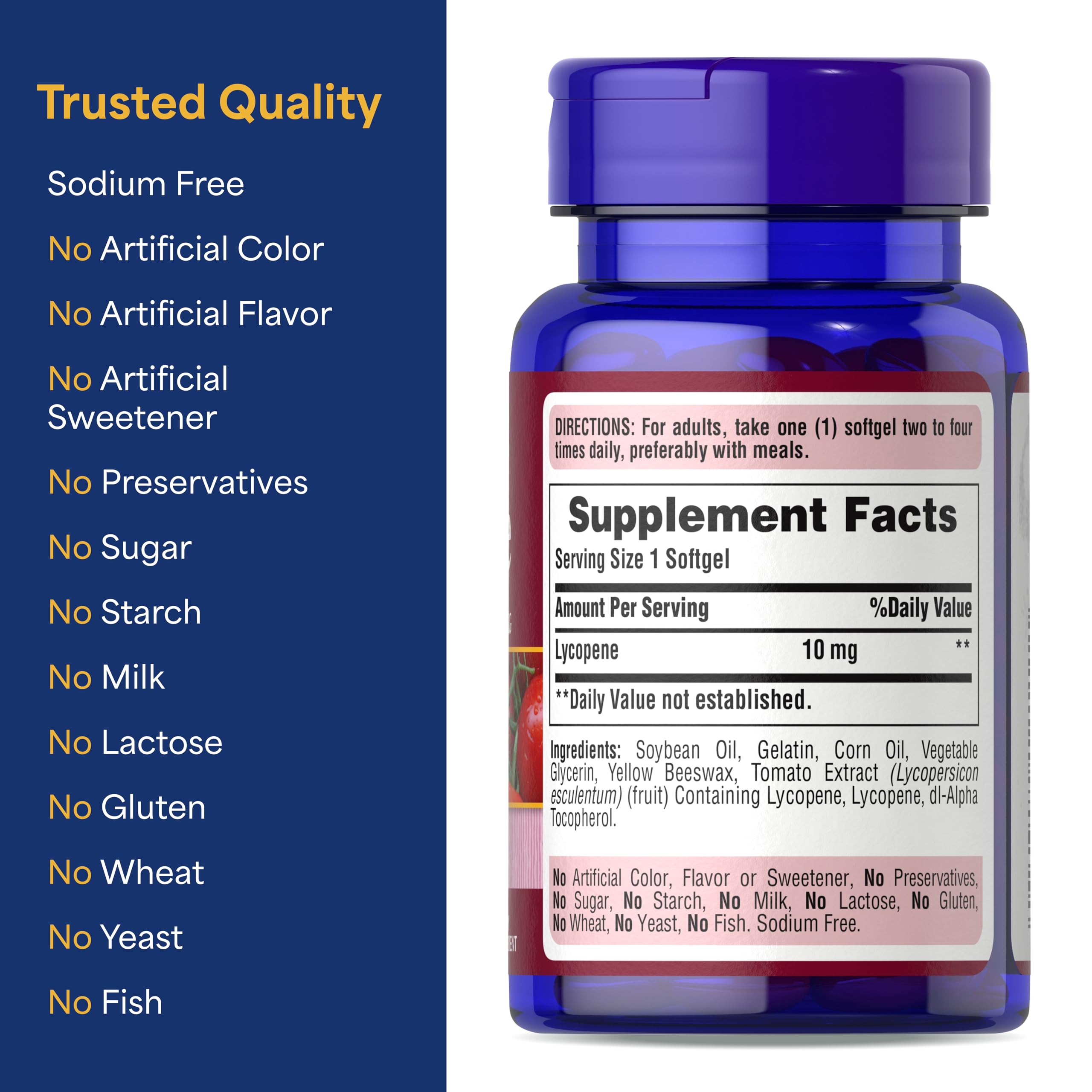 Puritan's Pride Lycopene 10mg bottle with softgels