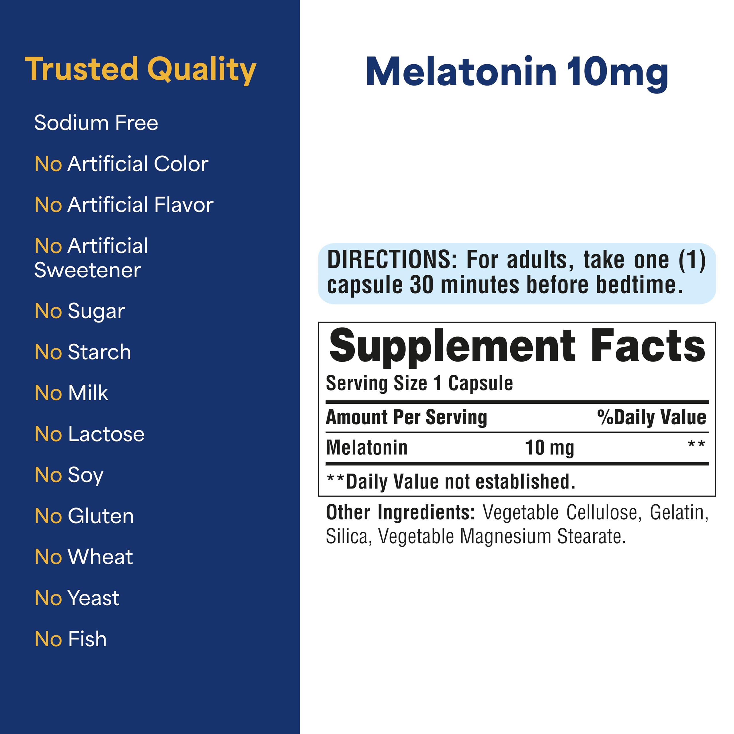 Puritan's Pride Melatonin 10mg Sleep Aid capsules on a table