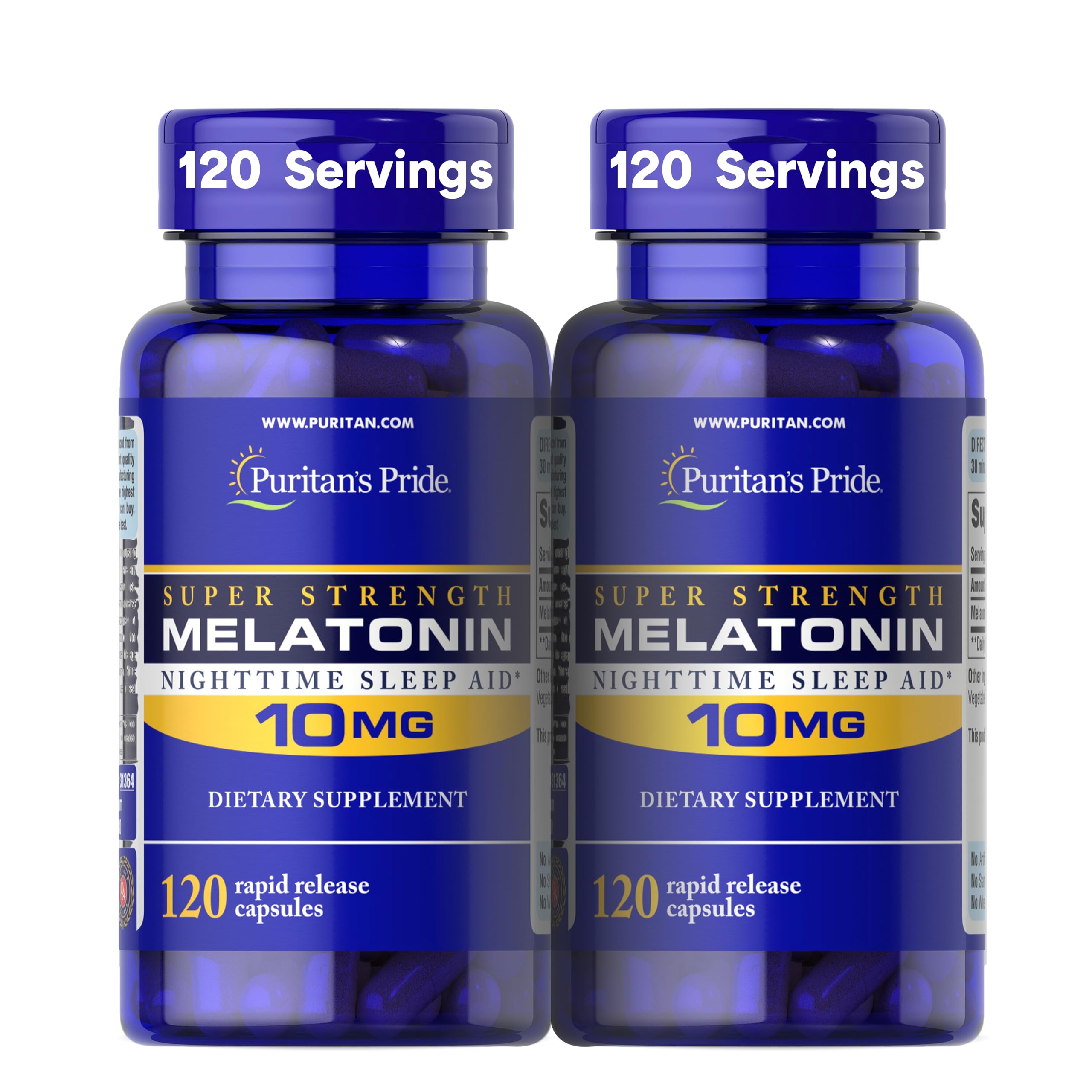 Puritan's Pride Melatonin 10mg supplement bottle front view