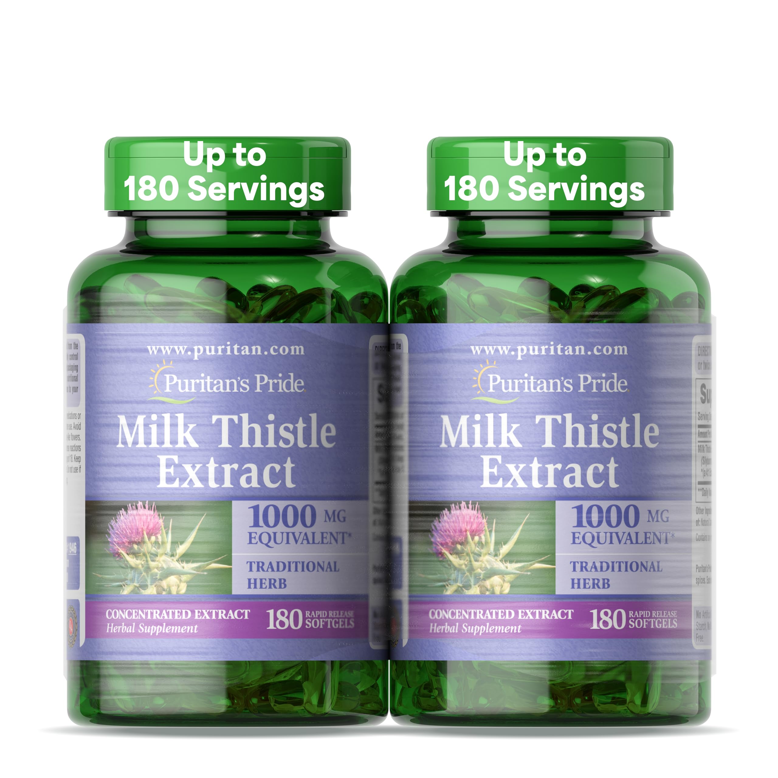 Puritan's Pride Milk Thistle 250mg 180 Softgels front view
