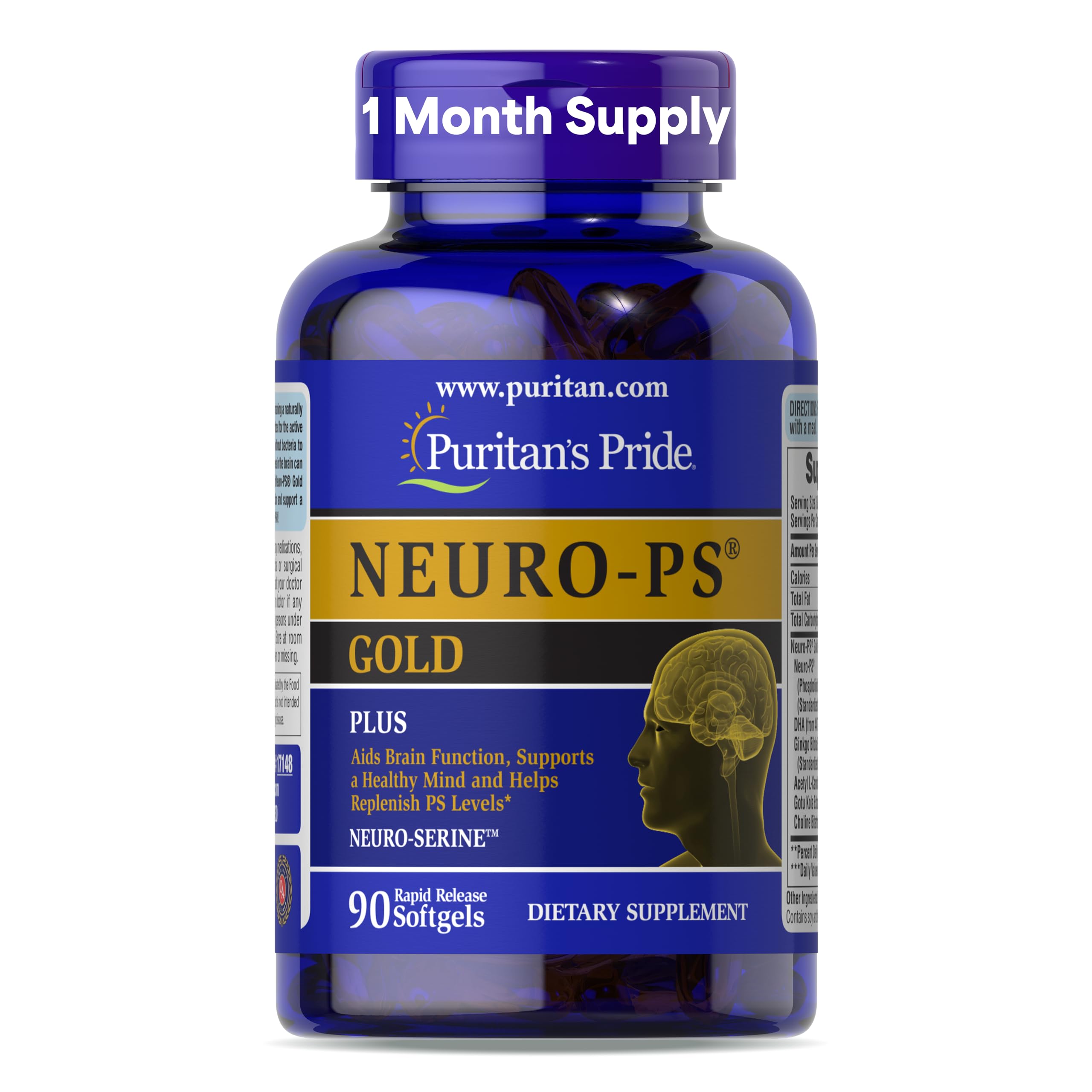 Puritan's Pride Neuro-PS® Gold 90 softgels front view