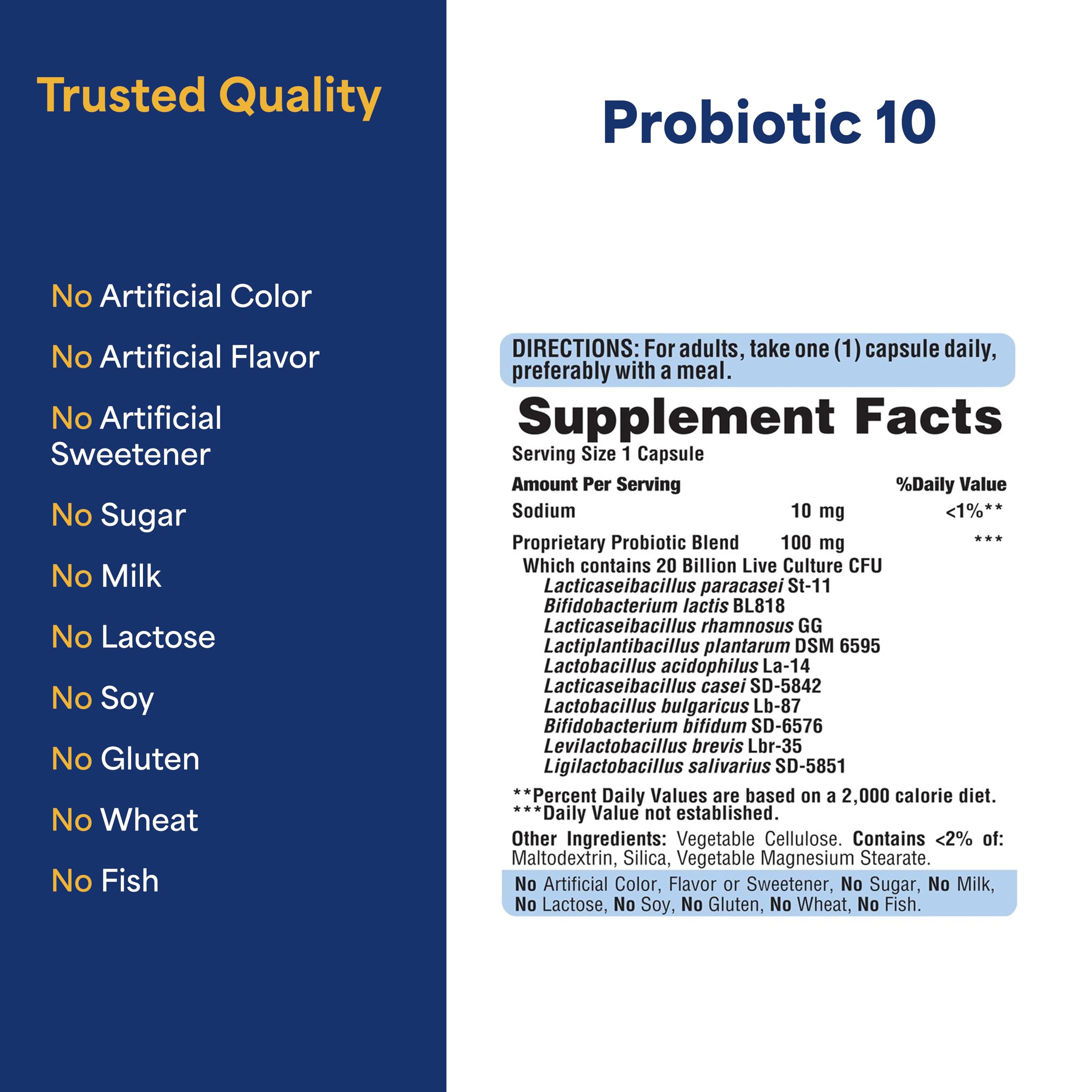 Puritan's Pride Probiotic 10 Acidophilus Capsules on a wooden table