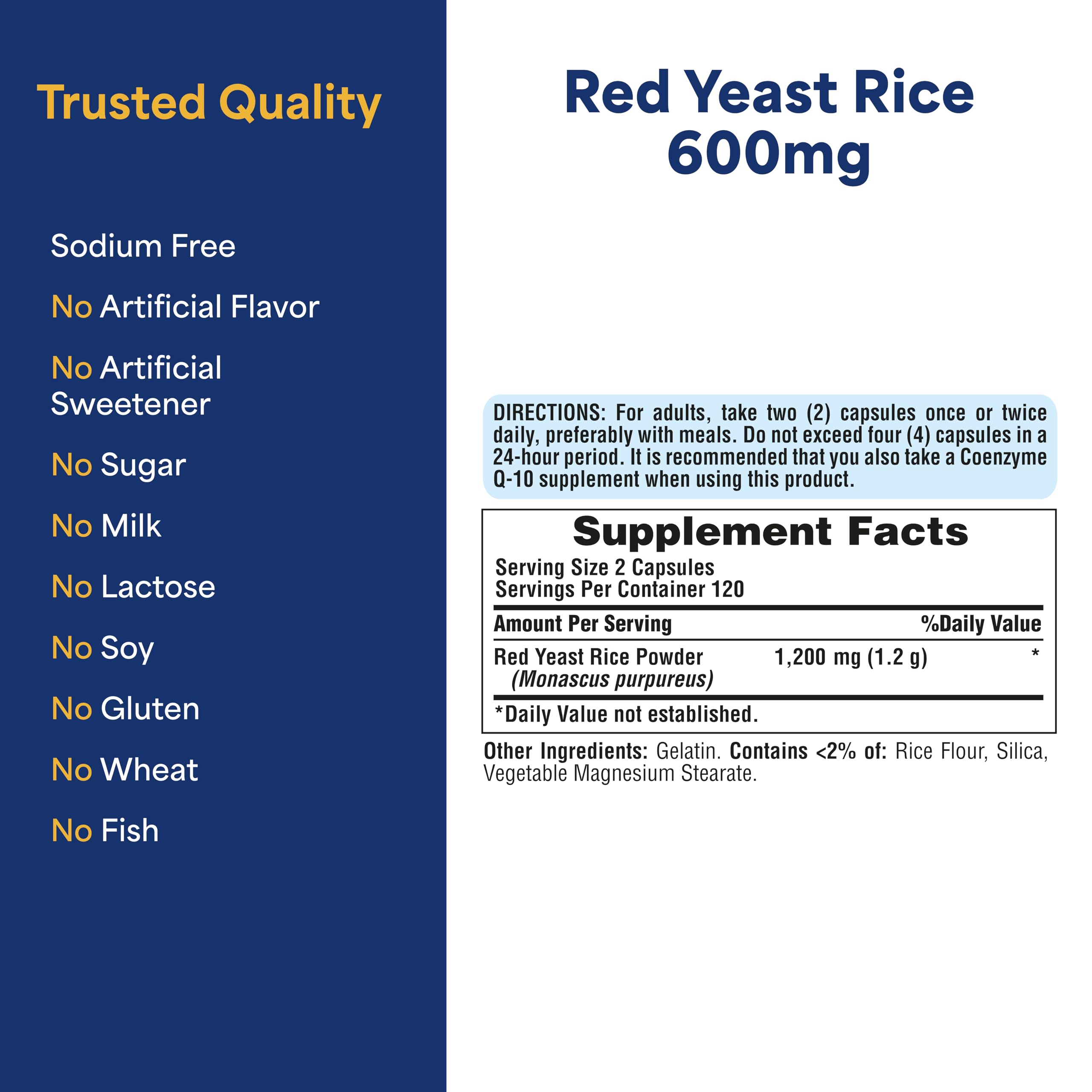 Puritan's Pride Red Yeast Rice 240 capsules close-up