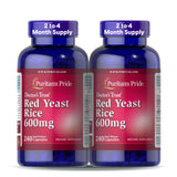 Puritan's Pride Red Yeast Rice 600mg 240 Capsules front view