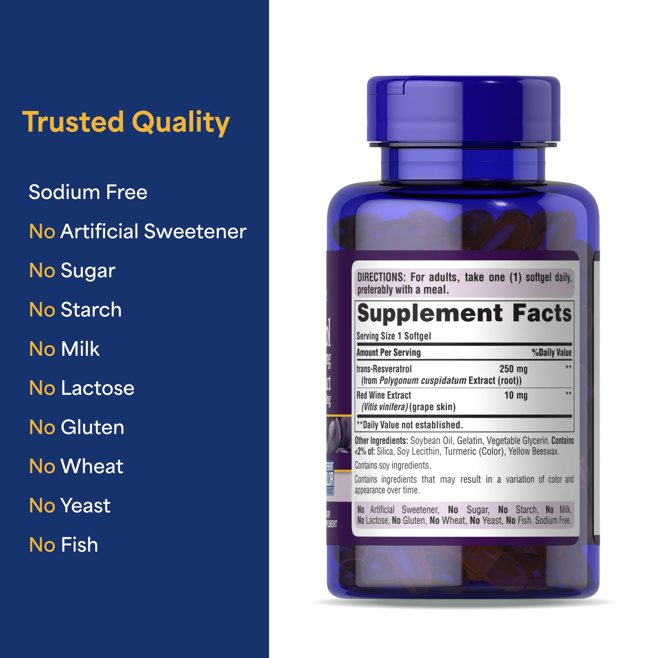Puritan's Pride Resveratrol 250mg softgels with measuring spoon
