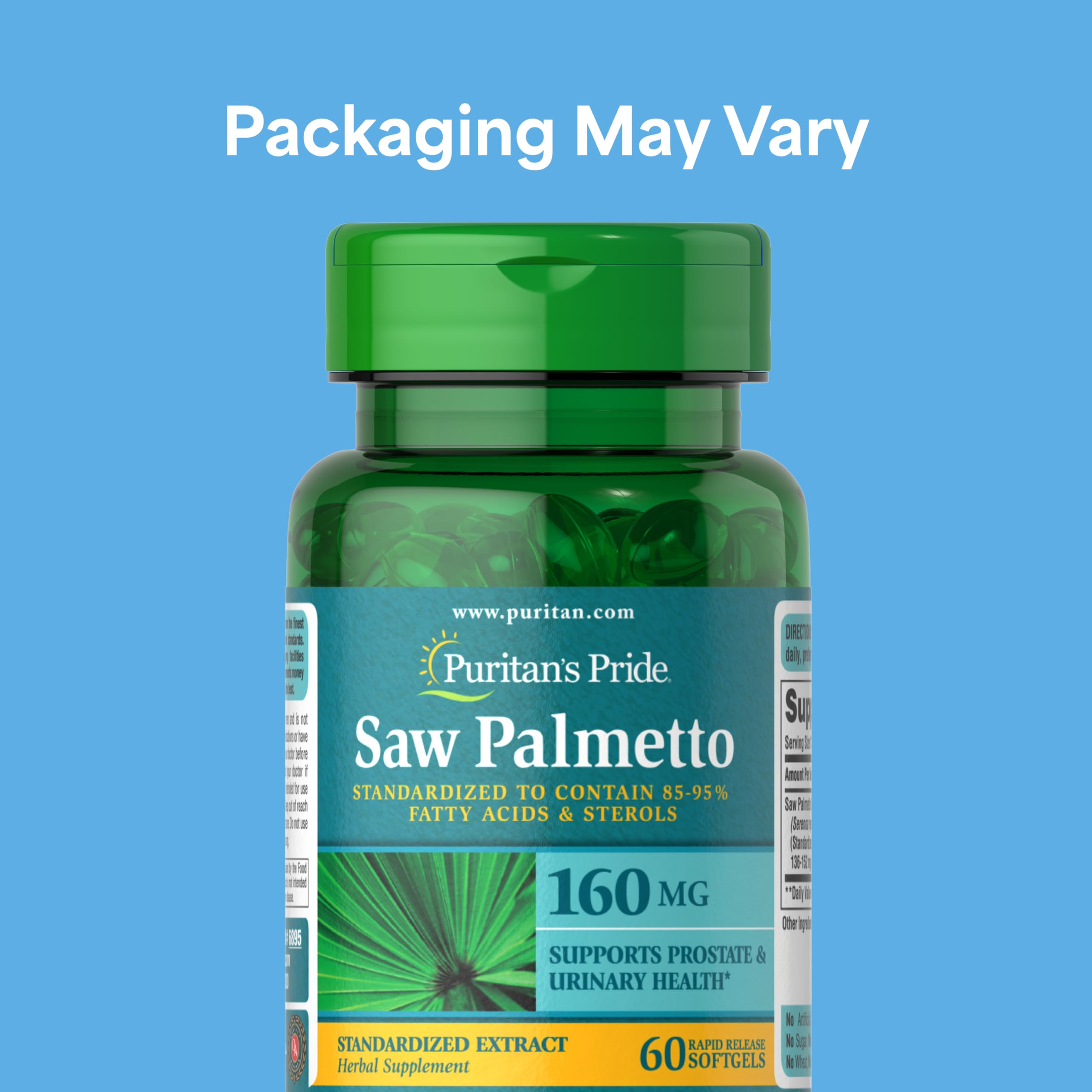Puritan's Pride Saw Palmetto Extract softgel close-up