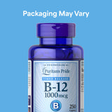 Puritan's Pride Vitamin B-12 1000mg 250 Tablets side view