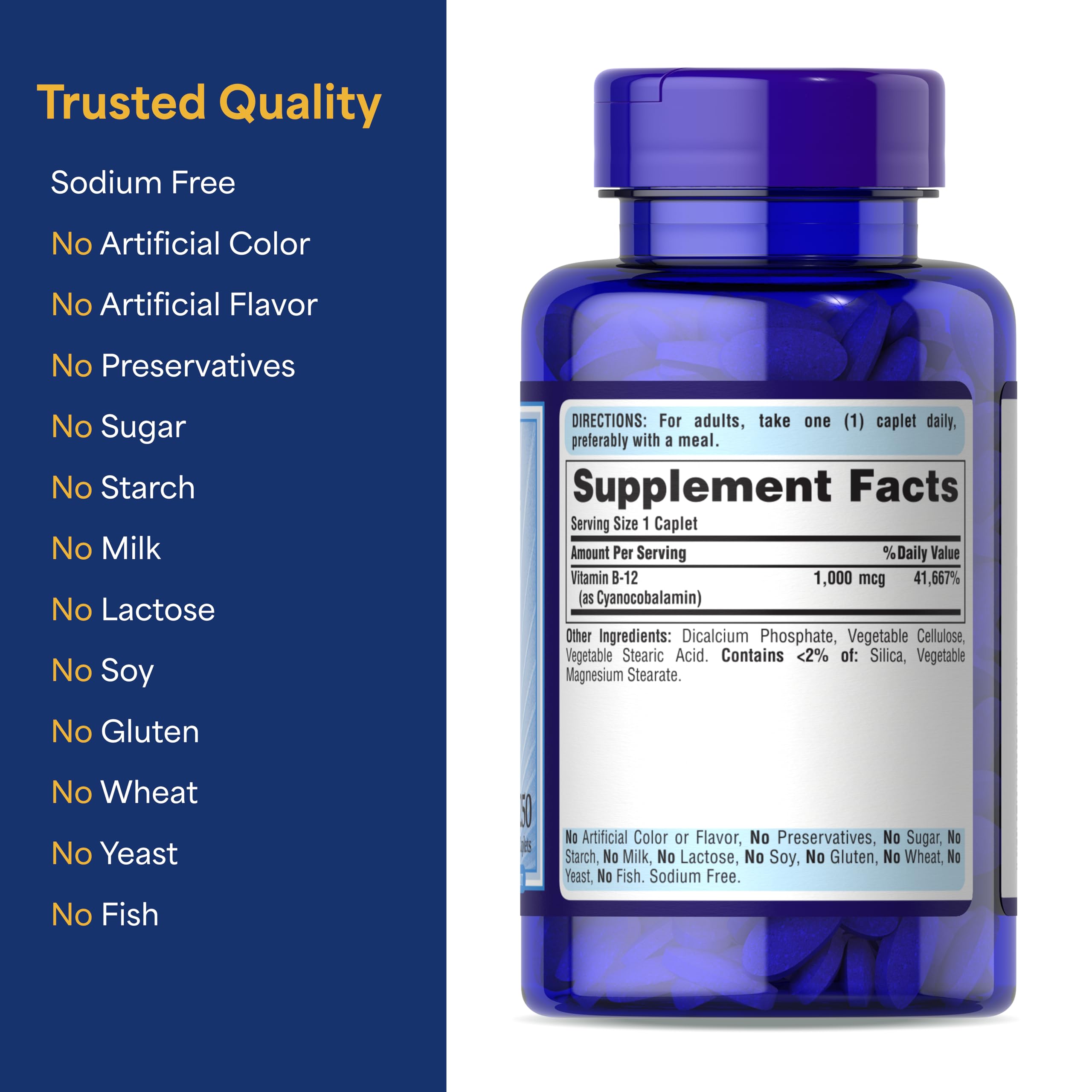 Puritan's Pride Vitamin B-12 1000mg 250 Tablets with measuring spoon