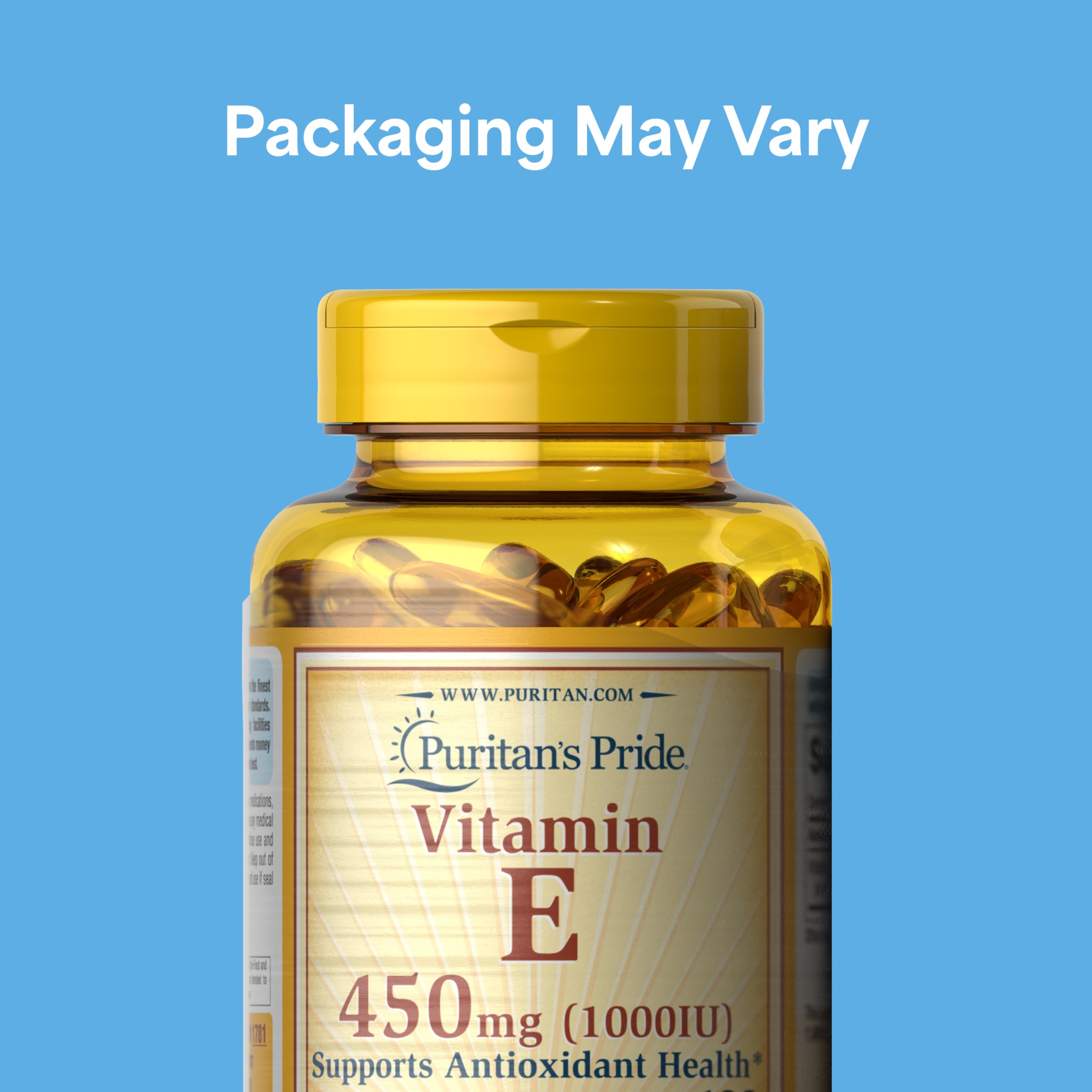 Puritan's Pride Vitamin E Softgels 450mg back view