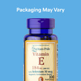 Puritan's Pride Vitamin E with Selenium bottle side view