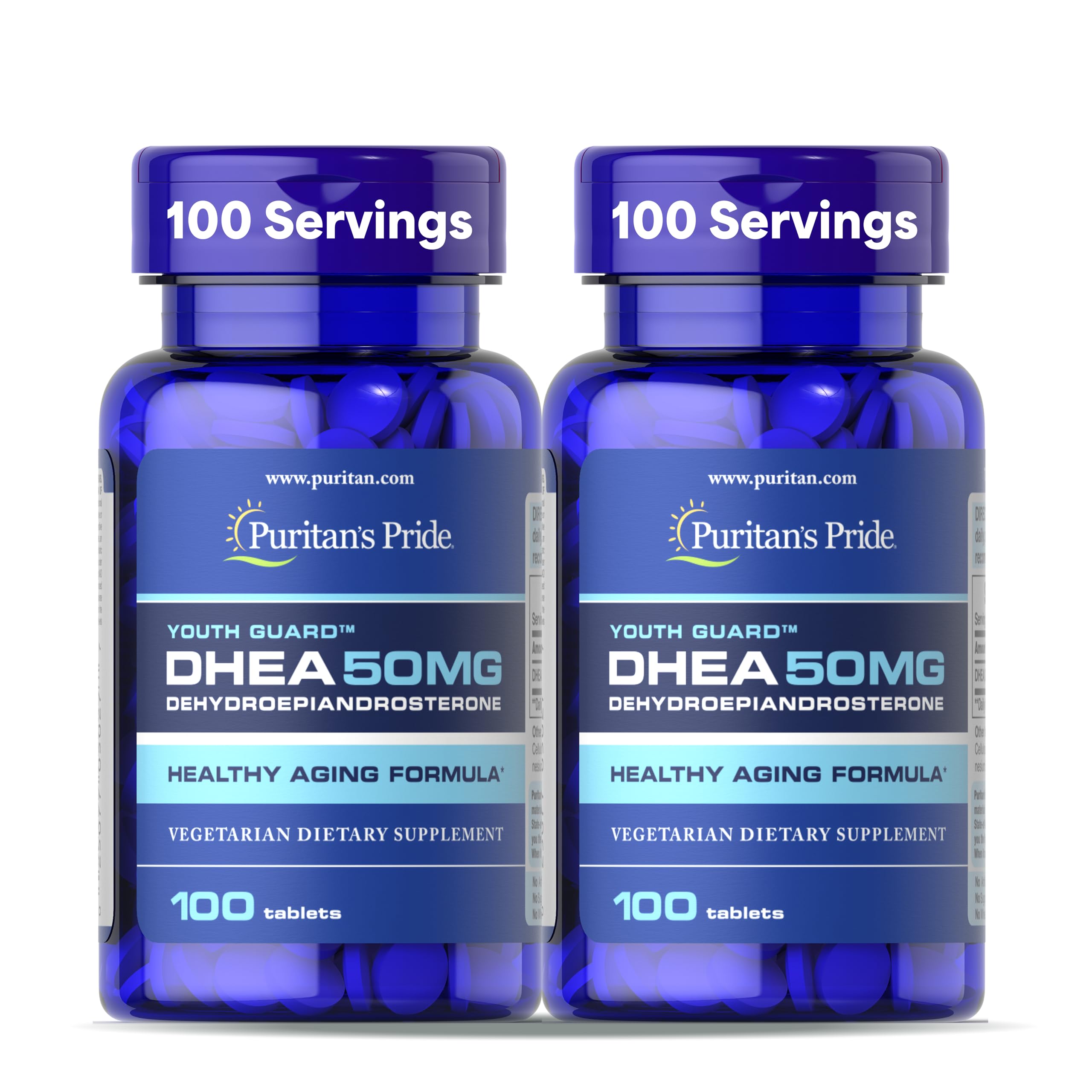Puritan's Pride Youth Guard DHEA 50mg 100 tablets front view