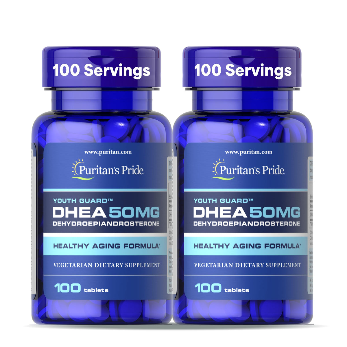 Puritan's Pride Youth Guard DHEA 50mg 100 tablets front view
