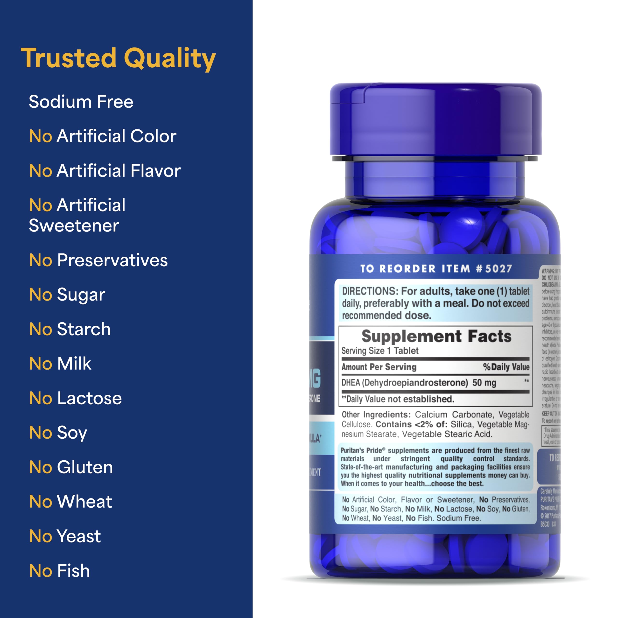 Puritan's Pride Youth Guard DHEA 50mg ingredients list