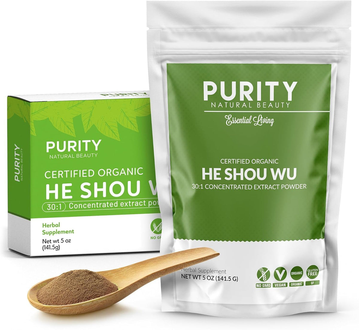 Purity He Shou Wu Organic Powder 142g front view