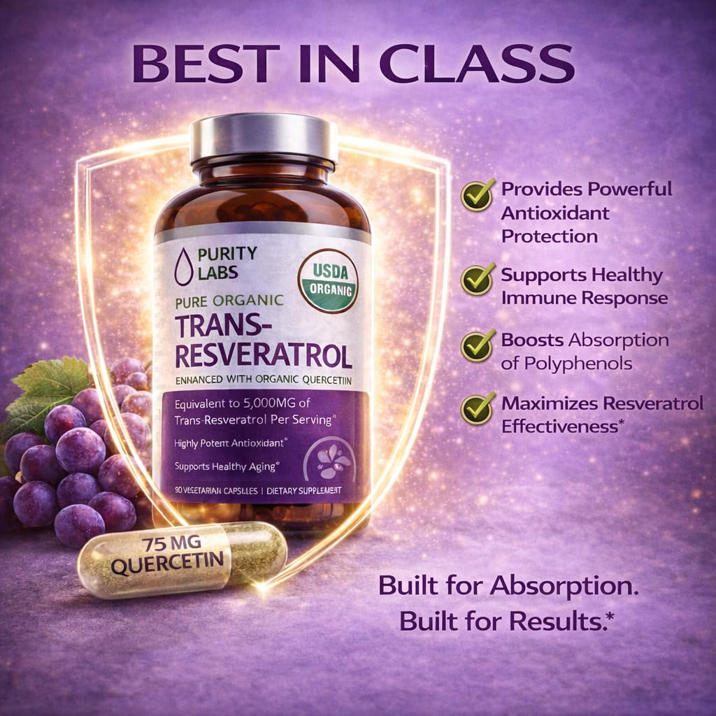 Purity Labs Trans Resveratrol Antioxidant Supplement side view