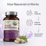 Purity Labs Trans Resveratrol supplement bottle with label