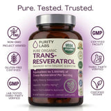 Purity Labs Trans Resveratrol supplement packaging