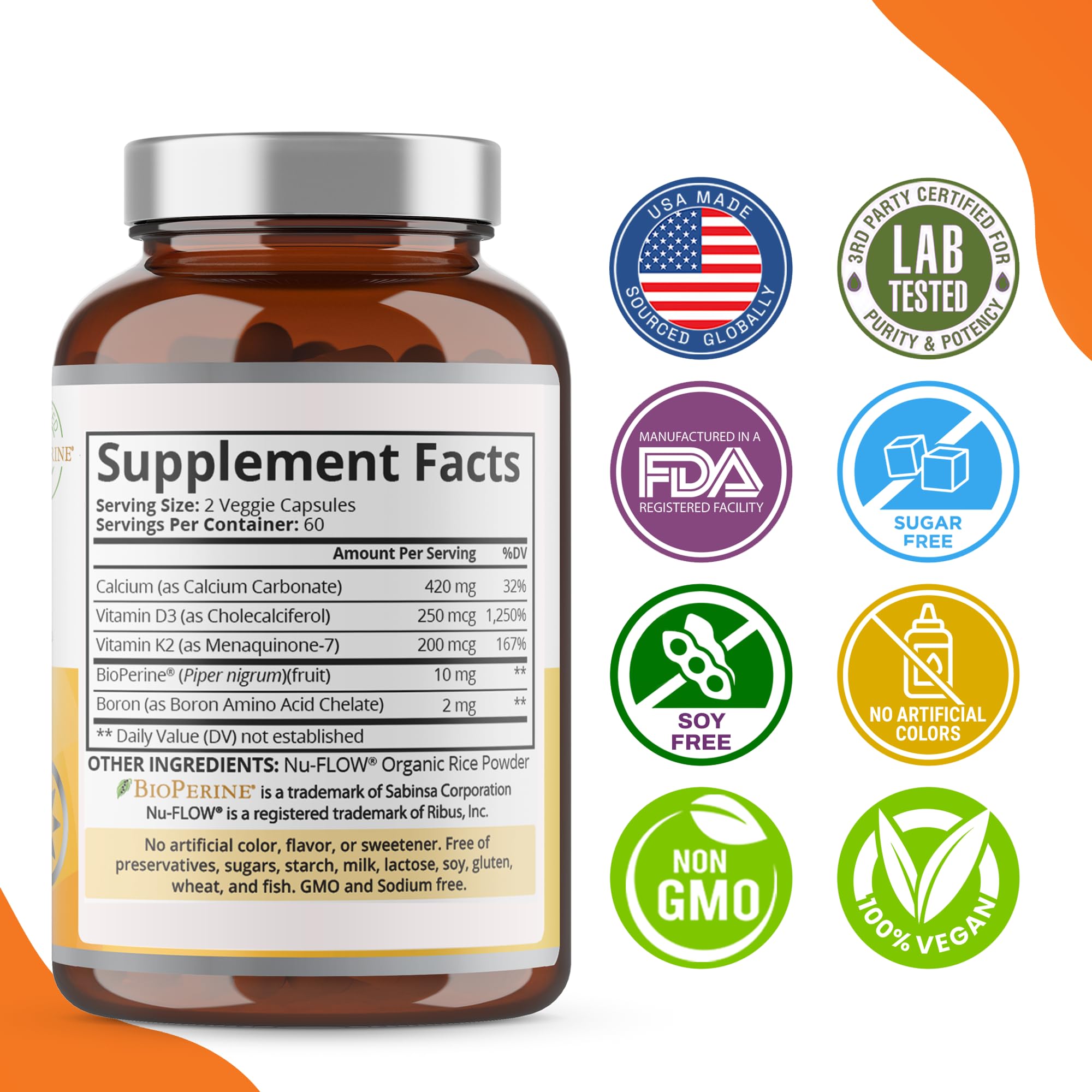 Purity Labs Vitamin D3 & K2 supplement ingredients list