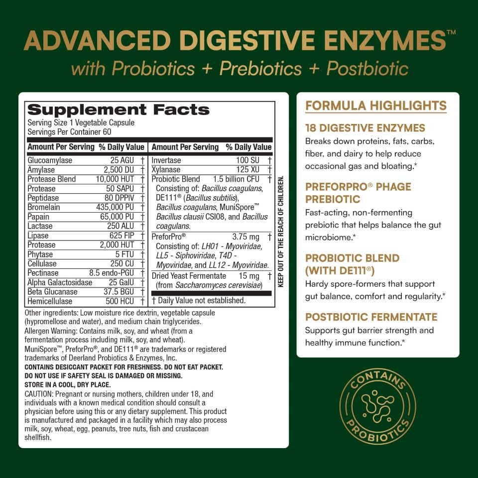 Purity Products Advanced daily Enzymes 60 Capsules bottle side view