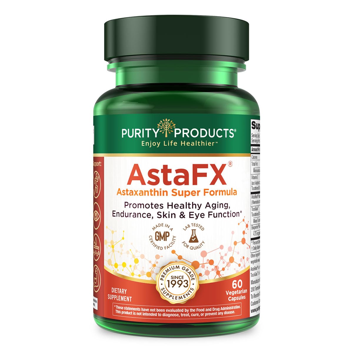 Purity Products Astaxanthin 4mg supplement front view