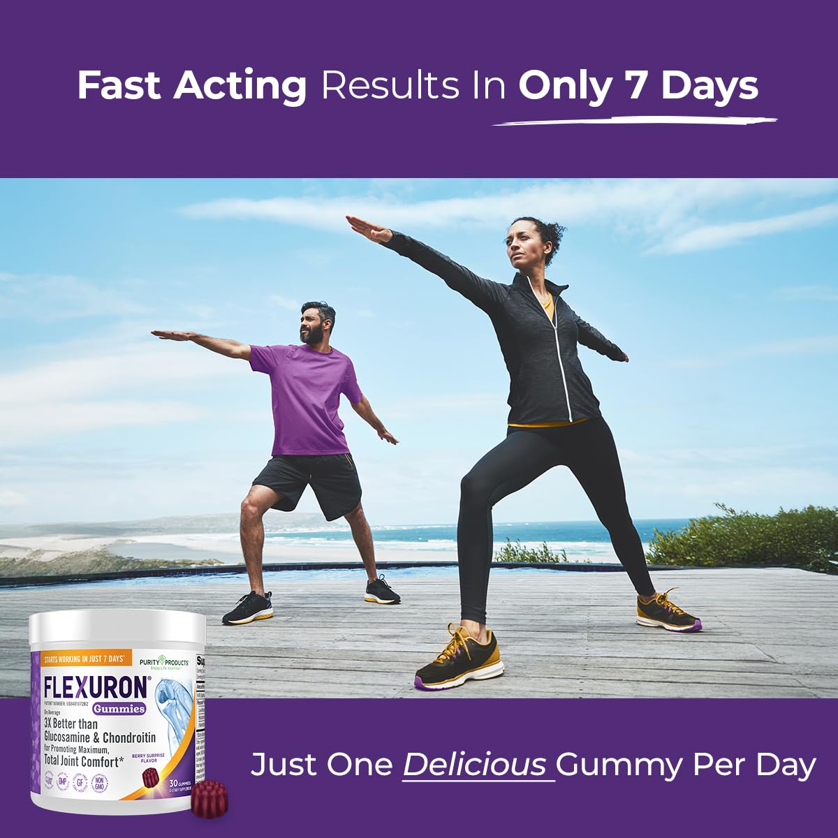 Purity Products Flexuron Krill Oil Gummy group shot with other supplements
