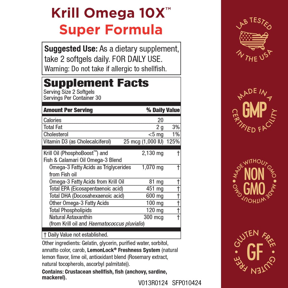 Purity Products Krill Omega-3 Super Formula 1000mg EPA DHA side view