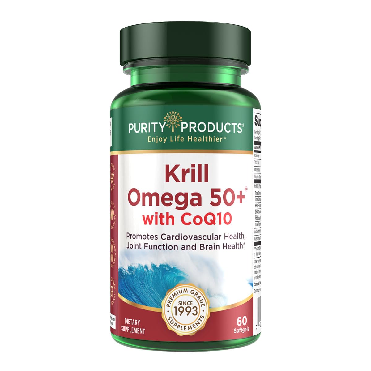 Purity Products Krill Omega 50+ CoQ10 90 Capsules front view