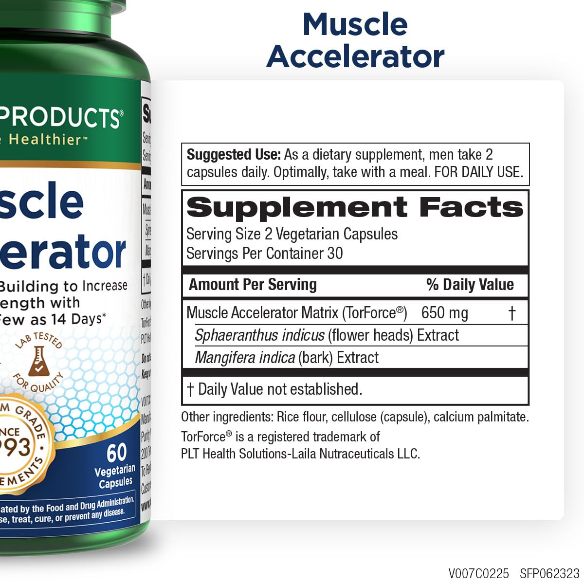 Purity Products Muscle Accelerator 650mg Capsules side view