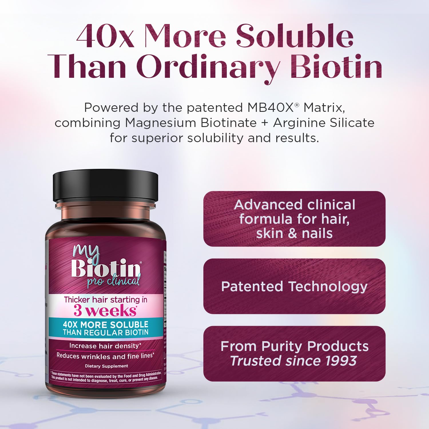 Purity Products MyBiotin ProClinical B7 Biotin bottle side view