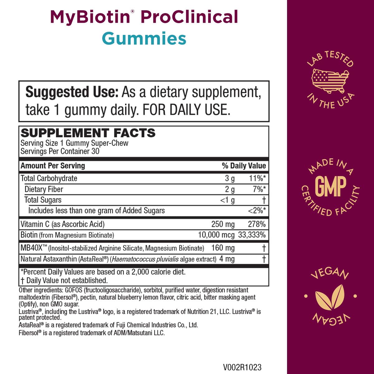 Purity Products MyBiotin ProClinical Gummies 222g packaging