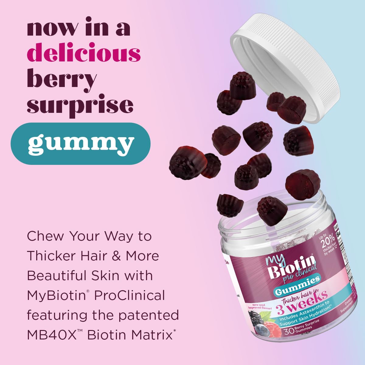 Purity Products MyBiotin ProClinical Gummies blueberry-lemonade flavour
