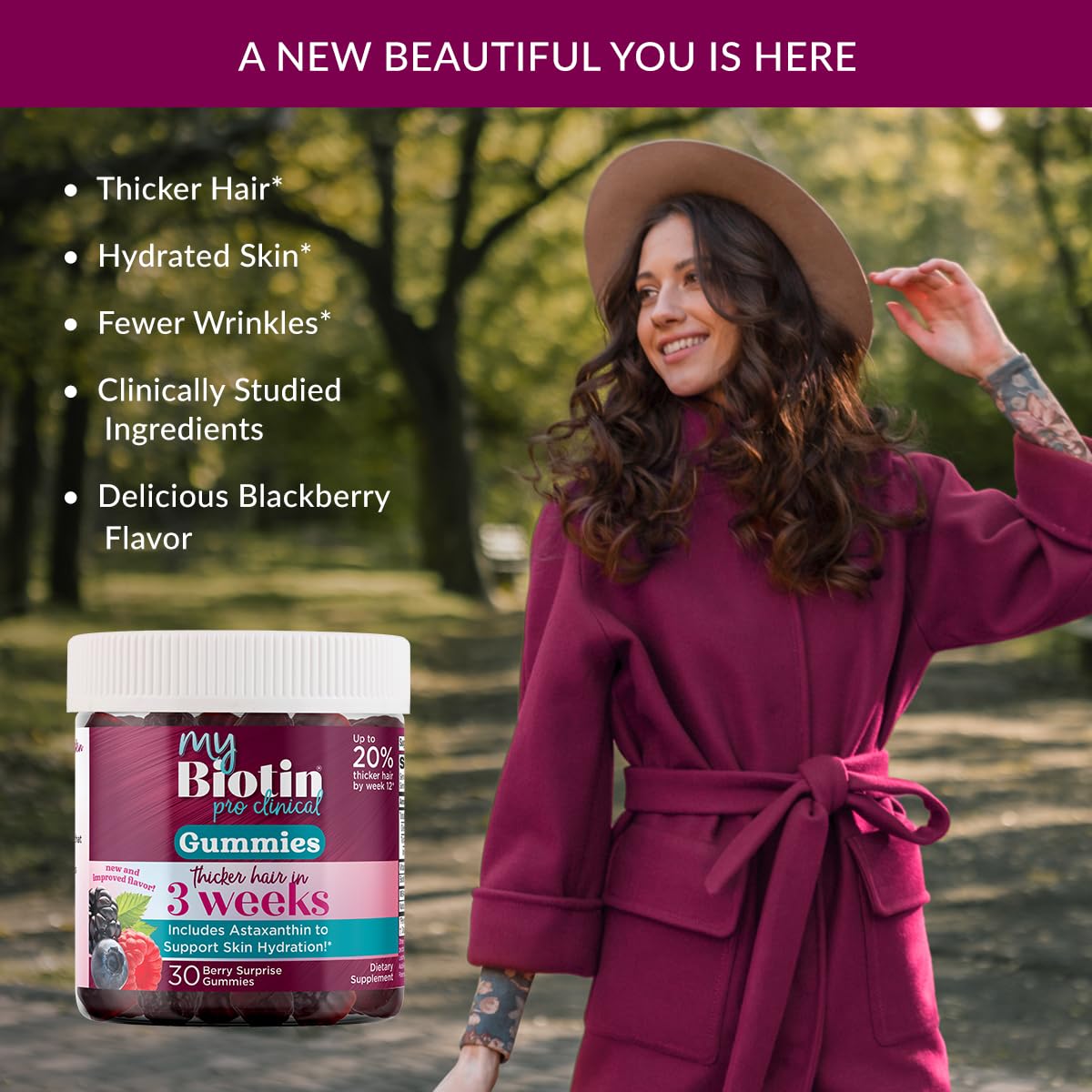 Purity Products MyBiotin ProClinical Gummies on a wooden table
