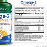 Purity Products Omega-3 Fish Oil with Vitamins C and D capsule bottle side view