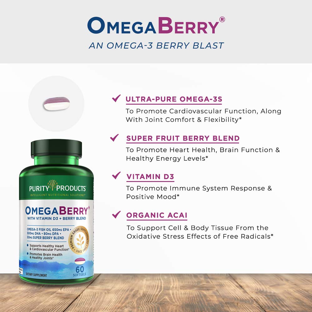 Purity Products OmegaBerry Omega-3 Fish Oil 1250mg softgel close-up